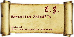 Bartalits Zoltán névjegykártya